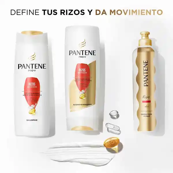 PANTENE Shampoo para cabello dañado Pantene Rizos Definidos con Pro-Vitaminas Aceite de Coco y Omega 9 400 ml