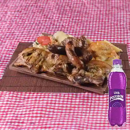 Combo Carne Mixta Res Cerdo&Pollo +Uva Postobon 250ml