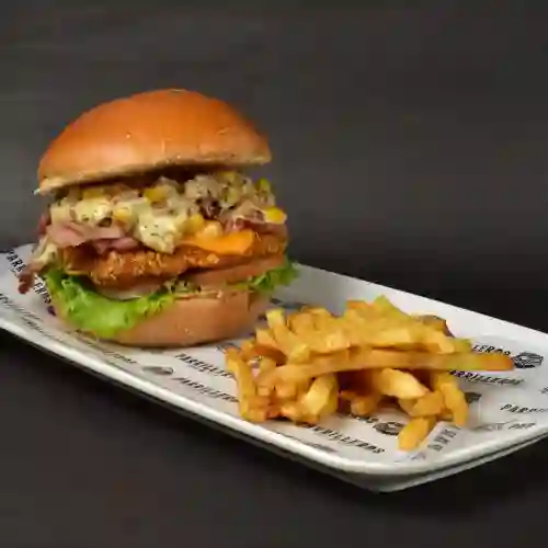 Hamburguesa mixta pechuga cryspi y cerdo