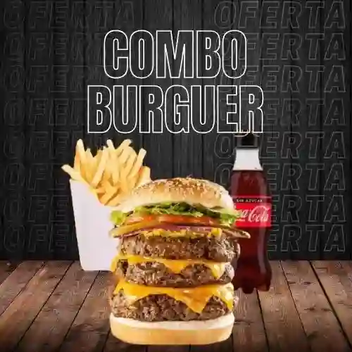 Hamburguesa Triple + Papas + Coca-cola