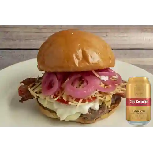 Combo Hamburguesa Artesanal + Club Col. Dorada Lata 330ml