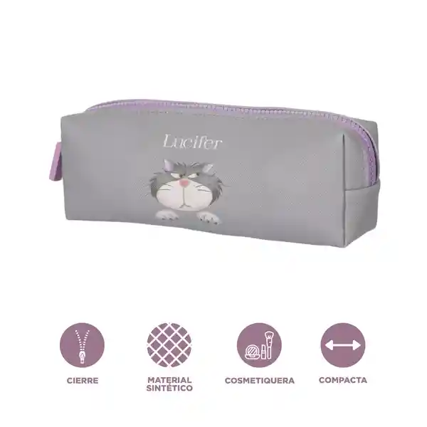 Cosmetiquera Rectangular Disney Cat Lucifer Gris Miniso