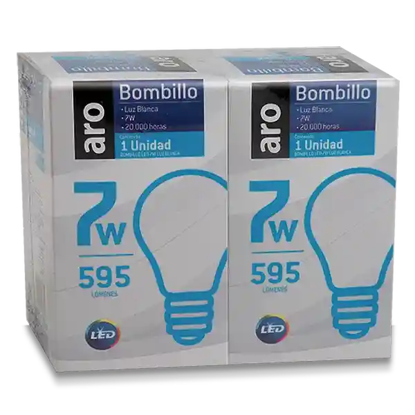 Bombillo Led 7W Luz Blanca E27 20000H Aro