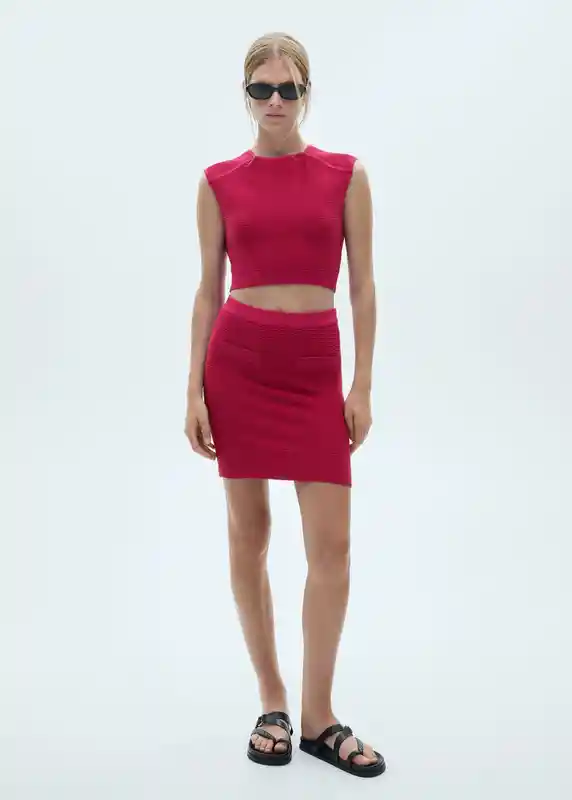 Falda Trica-h Fucsia Talla Xs Mujer Mango