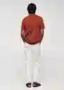 Camiseta Polo Lino Terracota Talla L Hombre Mango