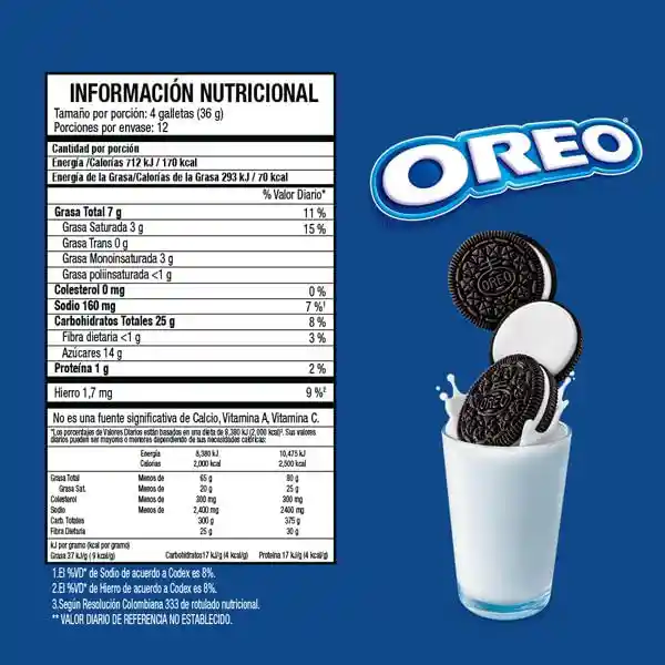 Oreo Galleta de Chocolate con Crema Sabor a Vainilla Original