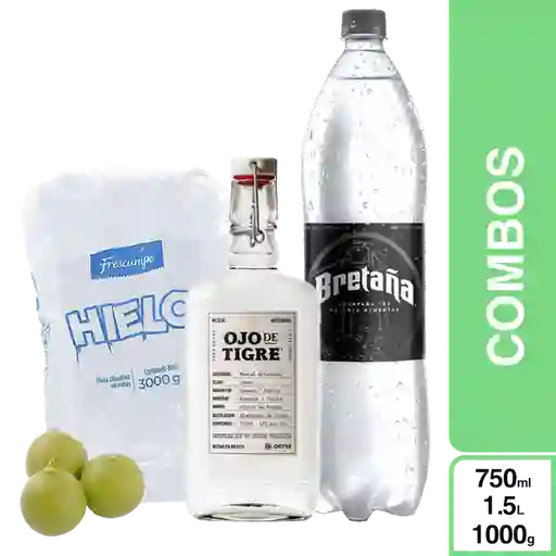 Combo Ojo de Tigre 750 mL + Bretaña 1.5 mL + Hielo + Limón