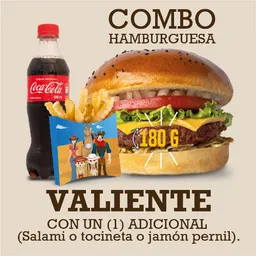 Combo hamburguesa valiente 180 g