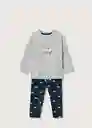 Pijama Pack Dog Gris Medio Vigore Talla 70 Niños Mango