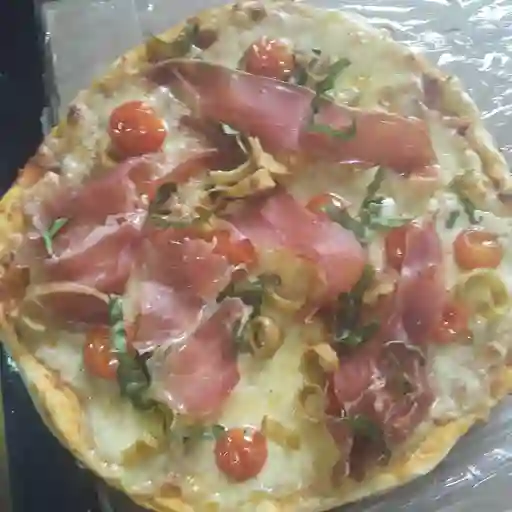 Jamón cerrano y vegetales