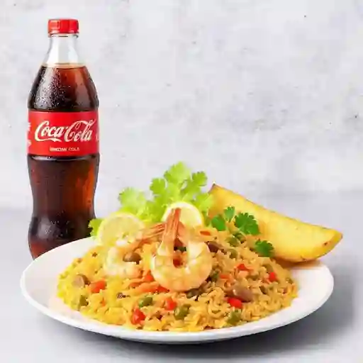 Combo arroz con camarones + coca cola