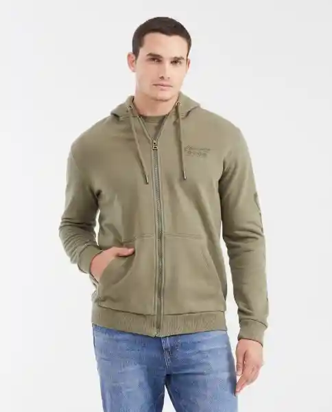Buzo Hoodie Graphic Sleeve Verde Cerro Oscuro Talla M Chevignon