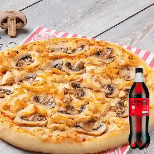 Combo Pizza Pollo Champiñones +Cocacola S/az 1.5l