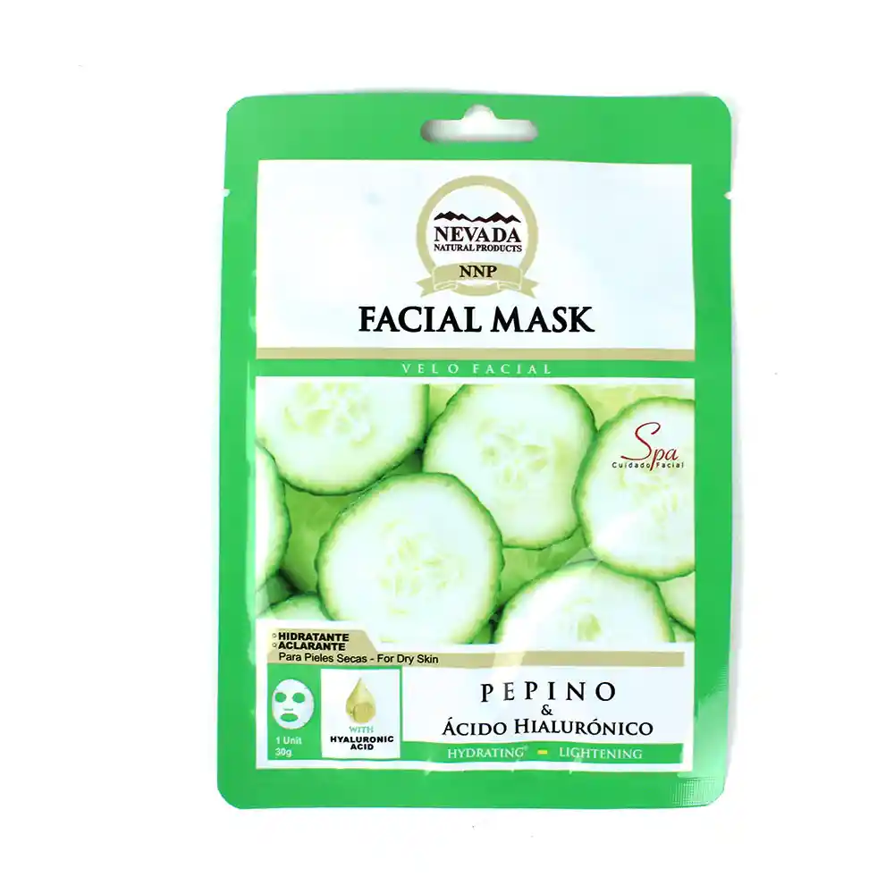 Nevada Mascarilla Facial Pepino Ácido Hialurónico x 10 Unidades