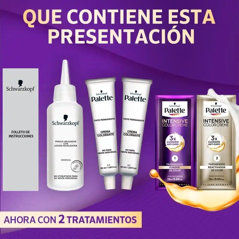 Tinte Palette Color Creme 7-1 Rubio Medio Cenizo + Oxigenta Gratis