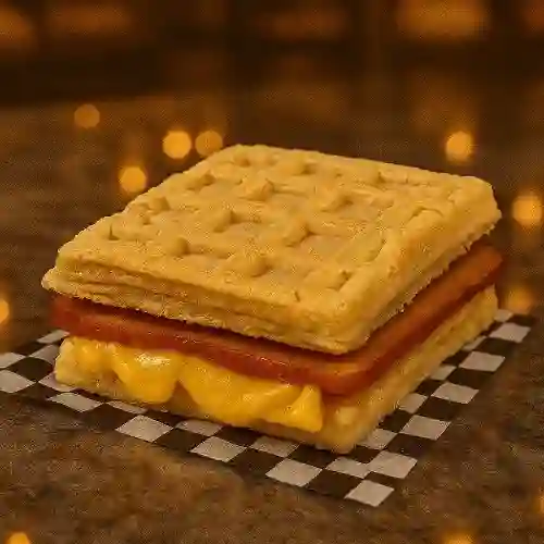 Waffle de Jamón y Queso