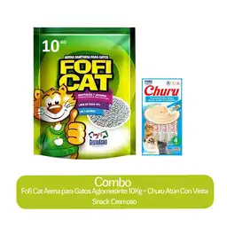 Combo Fofi Cat Arena Gatos Aglomerante + Churu Snack Cremoso