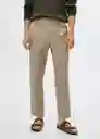 Pantalón Blanco Beige Talla 38 Hombre Mango