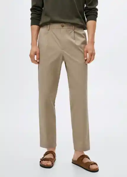 Pantalón Blanco Beige Talla 38 Hombre Mango