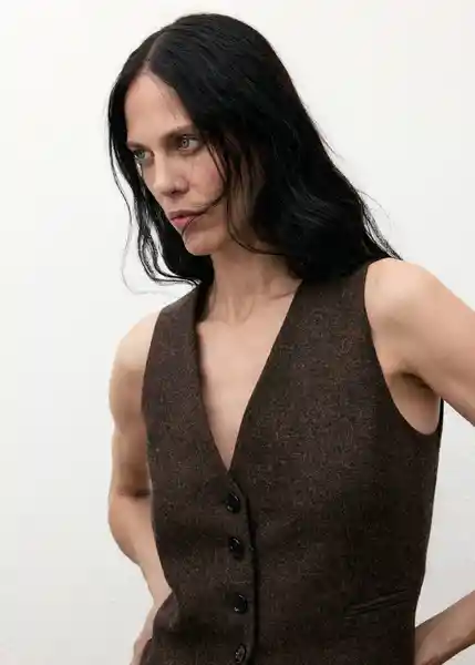 Chaleco Piper Marrón Talla S Mujer Mango