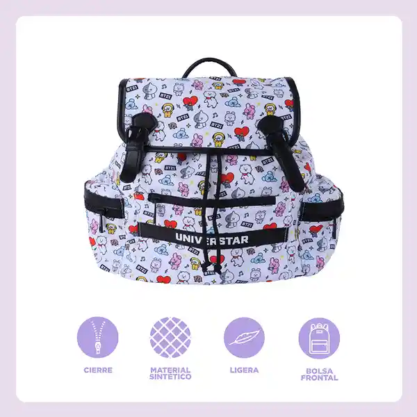 Maleta Multi Estampada Serie Blanca Bt21 Miniso