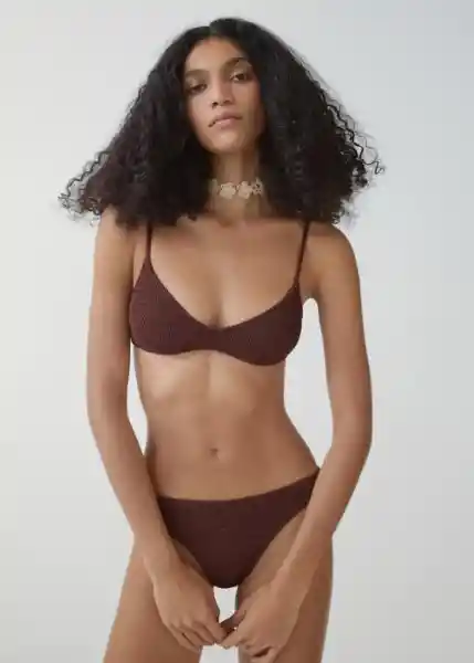 Top Bikini Solene Chocolate Talla XS Mujer Mango