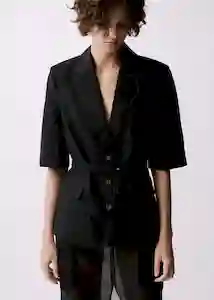 Blazer Americana Argelia Negro Talla S Mujer Mango