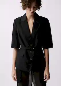 Blazer Americana Argelia Negro Talla S Mujer Mango