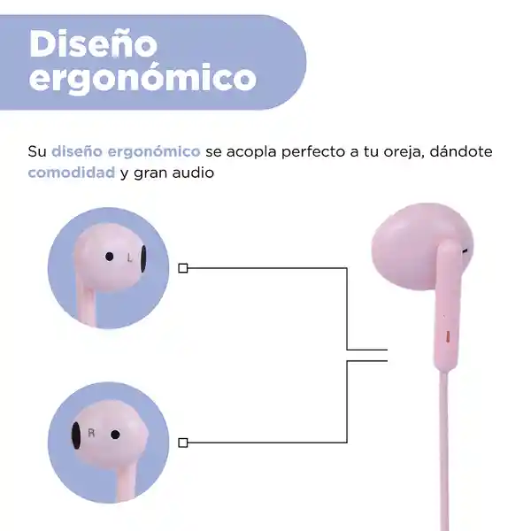 Audífonos Con Cable de Media Rosa Modelo W001031 Miniso