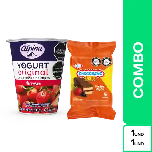 Combos Plus One: Yogurt Original Fresa + Barrita de Chocoramo