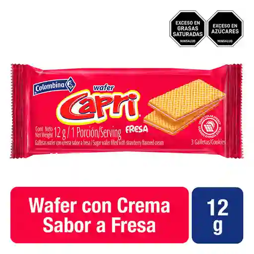 Capri Galletas Tipo Wafer Sabor a Fresa