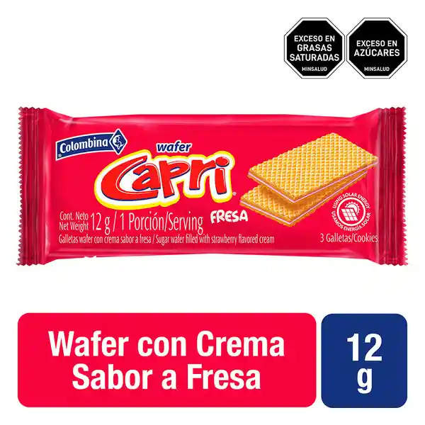 Capri Galletas Tipo Wafer Sabor a Fresa