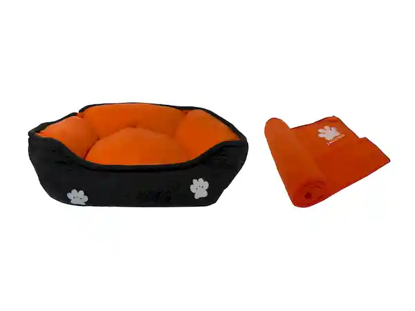 Cama Doble Faz Grande + Cobija Térmica Grande Naranja