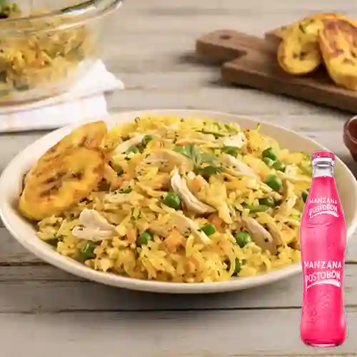 Combo Arroz con Pollo + Postobón Manzana 350 ml