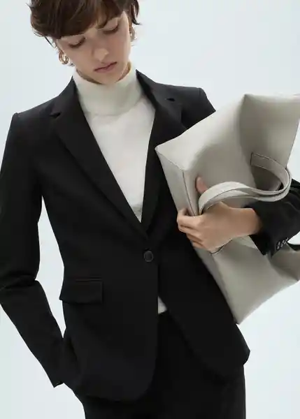 Blazer Americana Boreal Negro Talla 40 Mujer Mango