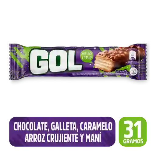 Gol Galleta Cubierta Sabor Chocolate con Caramelo y Arroz