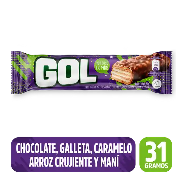 Gol Galleta Cubierta Sabor Chocolate con Caramelo y Arroz