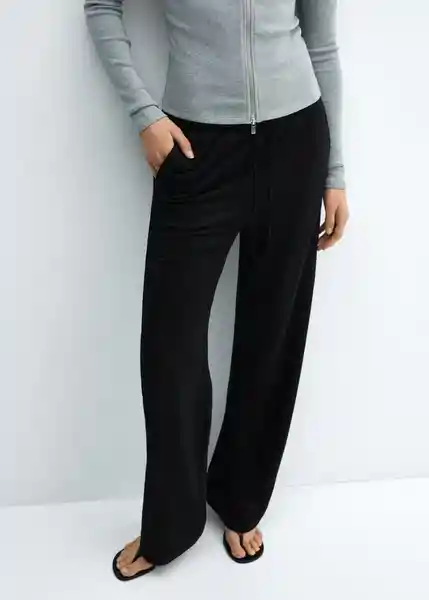 Pantalón Cintita Negro Talla XL Mujer Mango