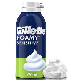 GILLETTE Foamy Sensitive Espuma de Afeitar Ideal para Hombres con Piel Sensible Afeitadas sin Irritación 179 mL