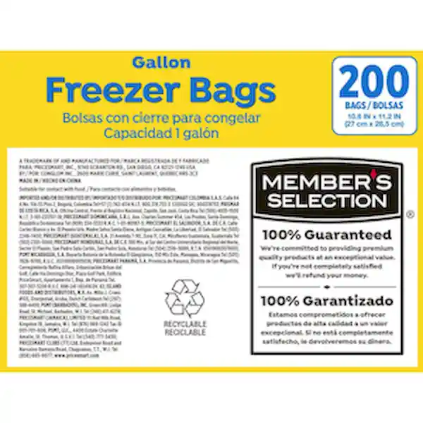 Members Selection Bolsas Gallon Con Cierre Para Congelar - Pricesmart