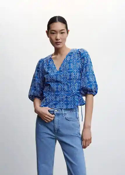 Blusa Zafi Azul Talla S Mujer Mango