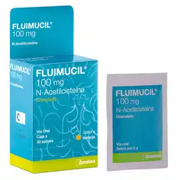 Fluimucil  100 mg N-Acetilcisteína Sobre Granulado Sabor a Naranja