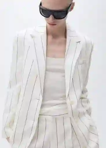 Blazer Americana Moscova Blanco Talla M Mujer Mango