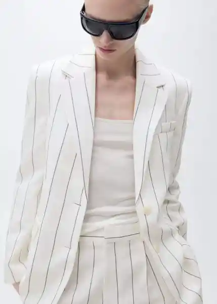 Blazer Americana Moscova Blanco Talla M Mujer Mango