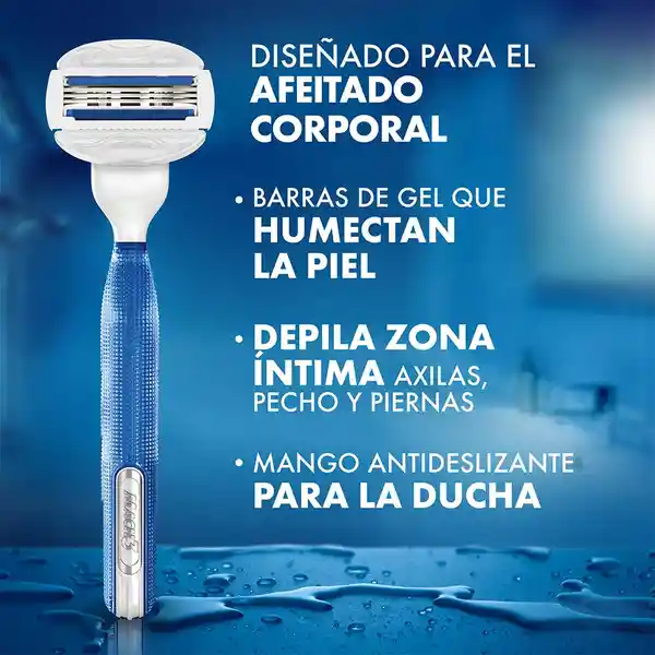 GILLETTE Mach 3 Cuerpo Repuestos para Cuchilla de afeitar con 3 Hojas 2 Repuestos Máquina de Afeitado Corporal Afeitadora para Hombre Zona Intima