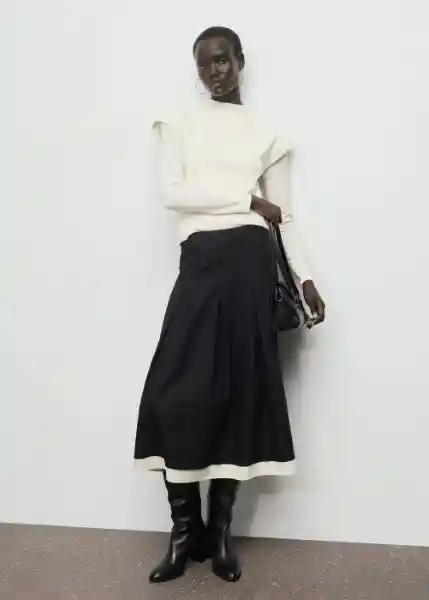 Falda Olivia Negro Talla 40 Mujer Mango