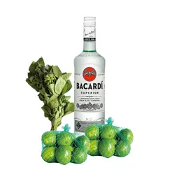 Combo Bacardi Ron Superior Hierbabuena Turbo + Limón Tahití