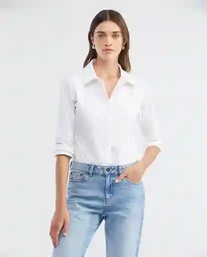 Camisa Ml Poplin Shirt Blanco 0 Claro Talla L Mujer Chevignon