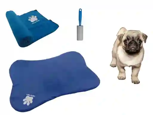 Hally Pets Set Tapete + Cobija + Quitamotas Azul Claro OT0010