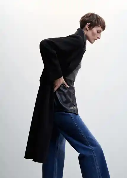 Abrigo Batin Negro Talla 18 Mujer Mango